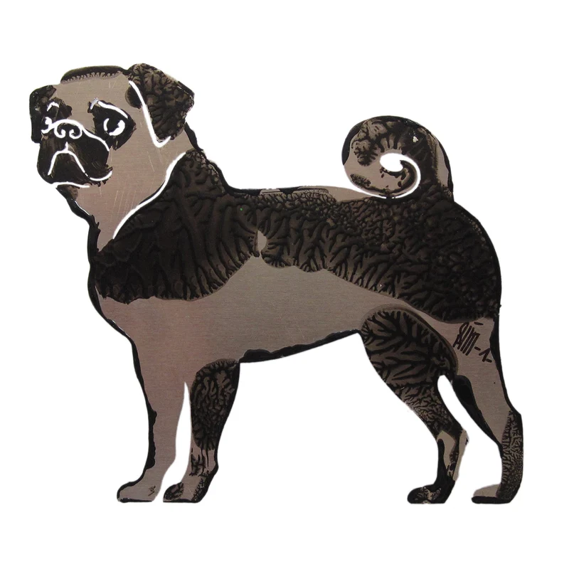 Dekofigur Mops / Pug mit Magnet - "Magnet-Mops"