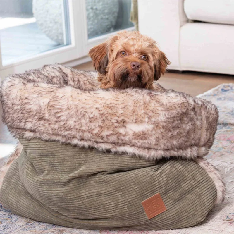 Pet & Co. Kuschelsack / Snuggle Bed Cord (Faux Fur) - Khaki