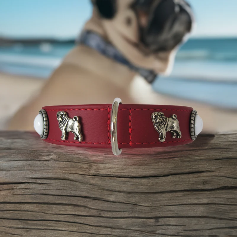 Hundehalsband - Lederhalsband Mops - Carlino