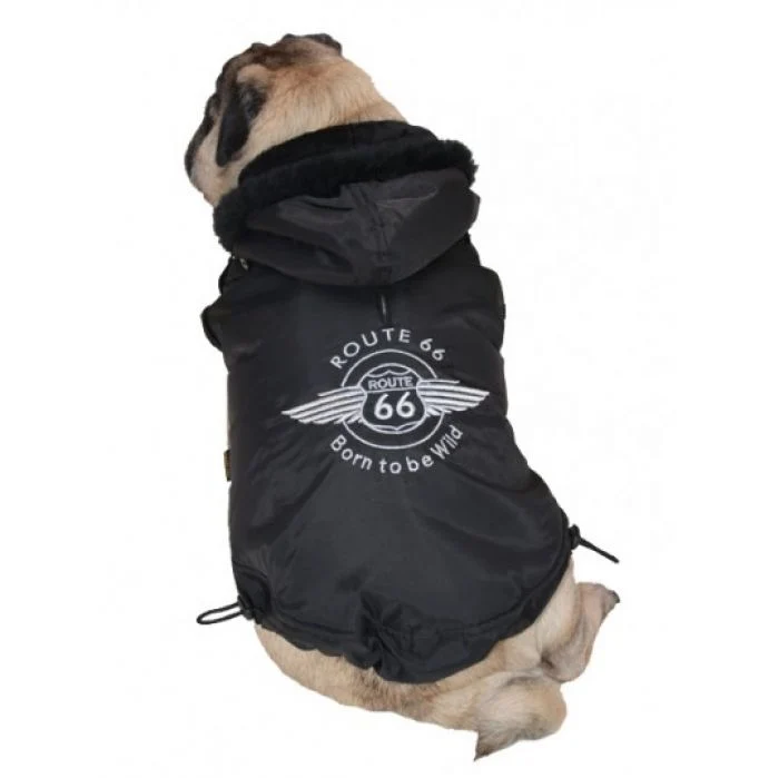 Hundemantel Route 66 - Schwarz - auch für Franz. Bulldogge