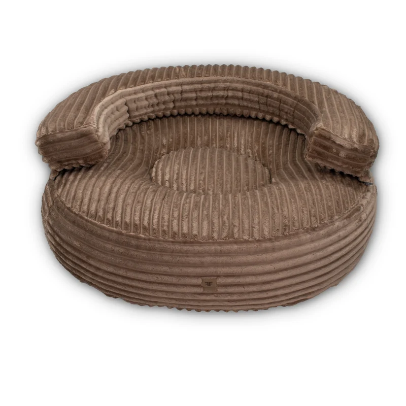 Hundebett CaLo Streifenplüsch Nougat