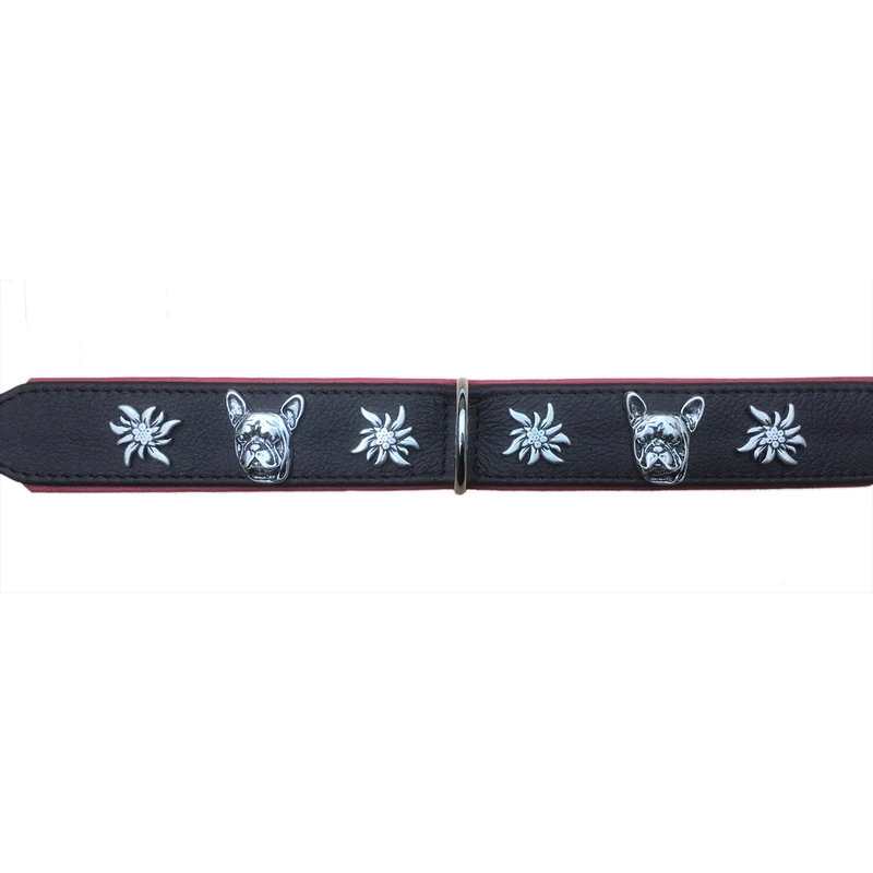 Hundehalsband Leder Bully / französische Bulldogge, Farbe wählbar