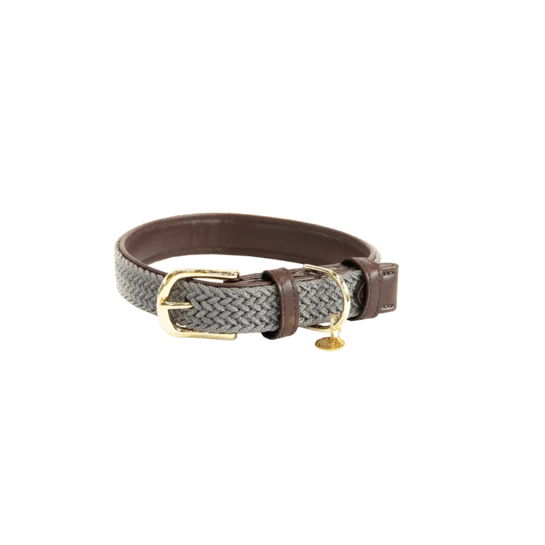Kentucky Geflochtenes Nylon Hundehalsband - Grau