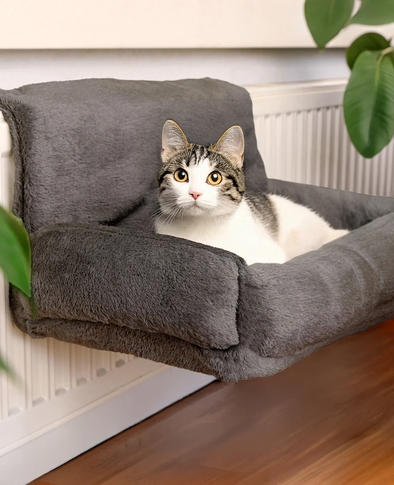 Katzenheizungsliege aus Plüsch