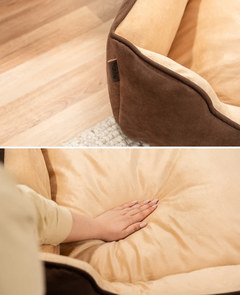 2-in-1 Katzenbett in Wildlederoptik