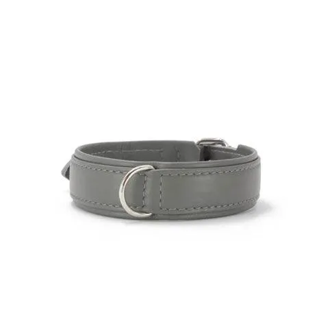 Maul Lederhalsband Klassik Exklusiv - Grau/ Silber