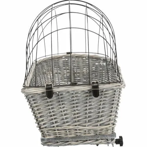 Trixie Fahrradkorb, Gepäckträger mit Gitter, 35 × 49 × 55 cm – Grau