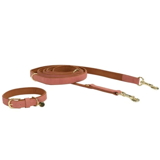Kentucky Hundeleine Veganes Leder - Pfirsich/Braun - 250cm