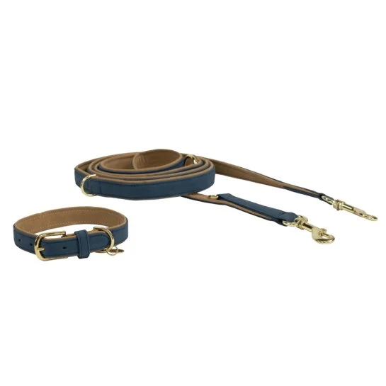 Kentucky Hundeleine Veganes Leder - Navy/Beige - 250cm