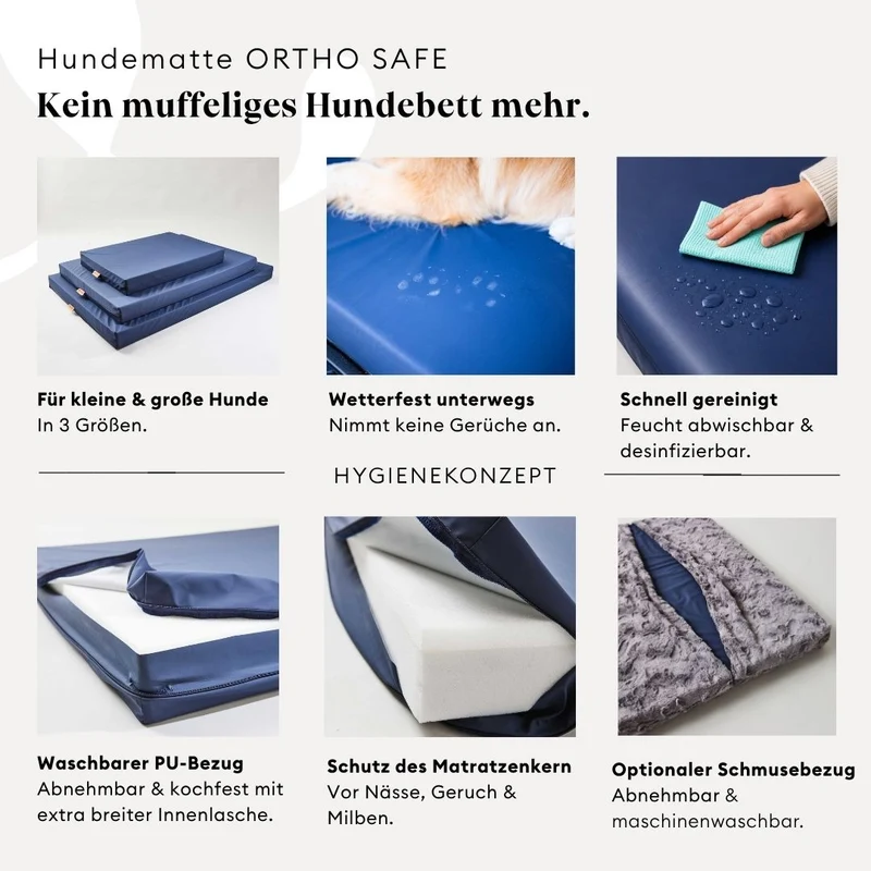 Wechselbezug Hundematte Ortho, Fell GRAU