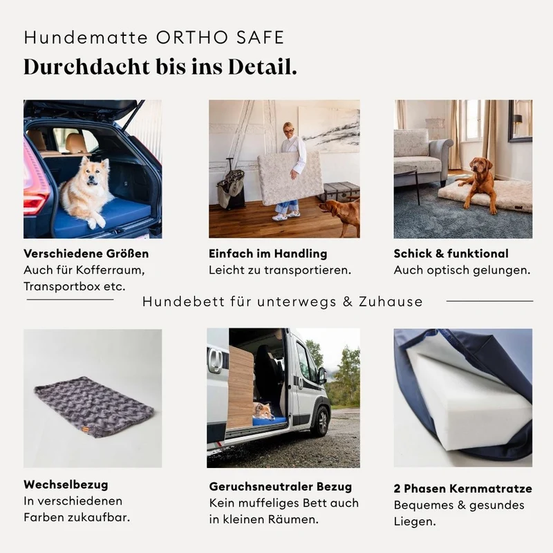 Hundematte eckig, Ortho, Fell KAFFEE