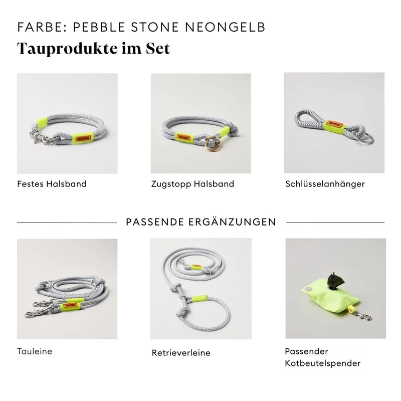Festes Halsband Pebble Stone NEONGELB