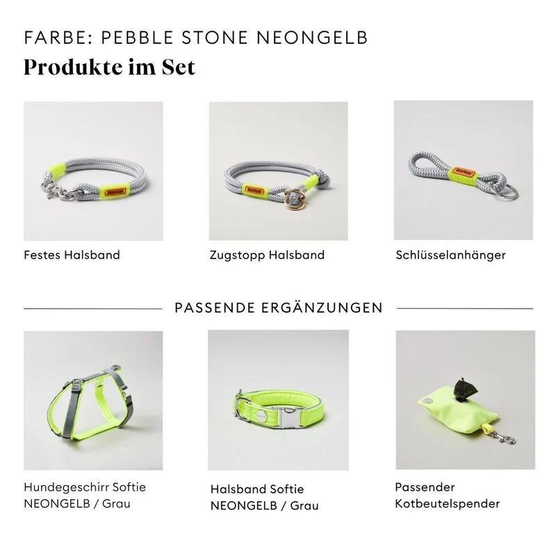 Festes Halsband Pebble Stone NEONGELB