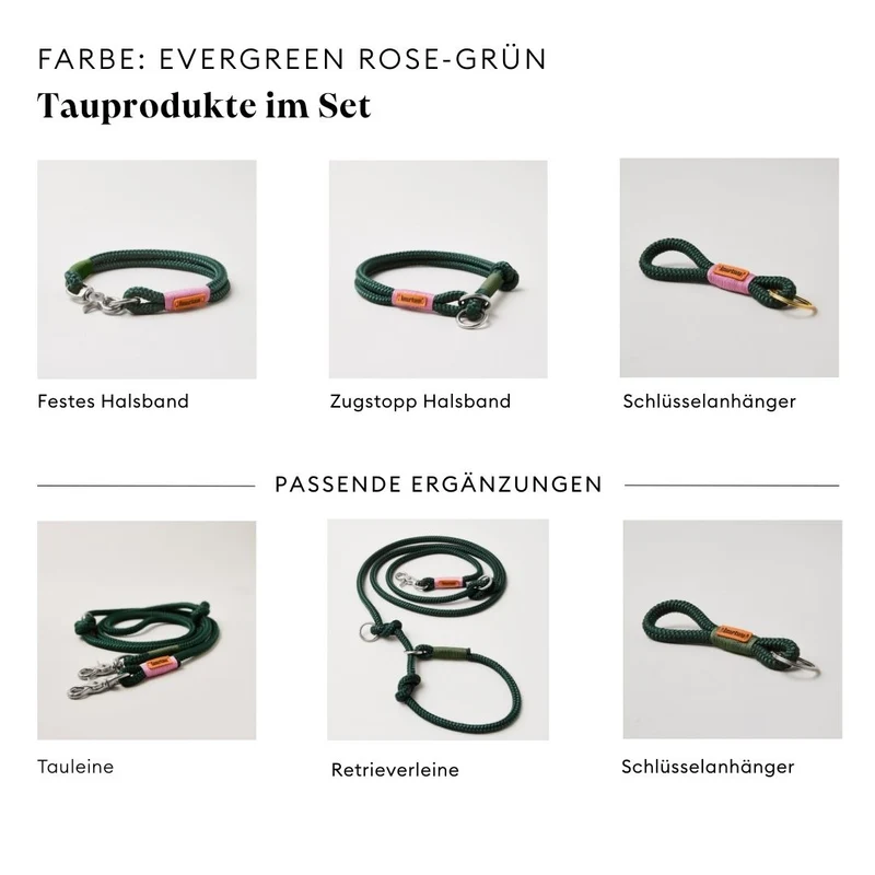 Zugstopp-Halsband Evergreen ROSE-GRÜN