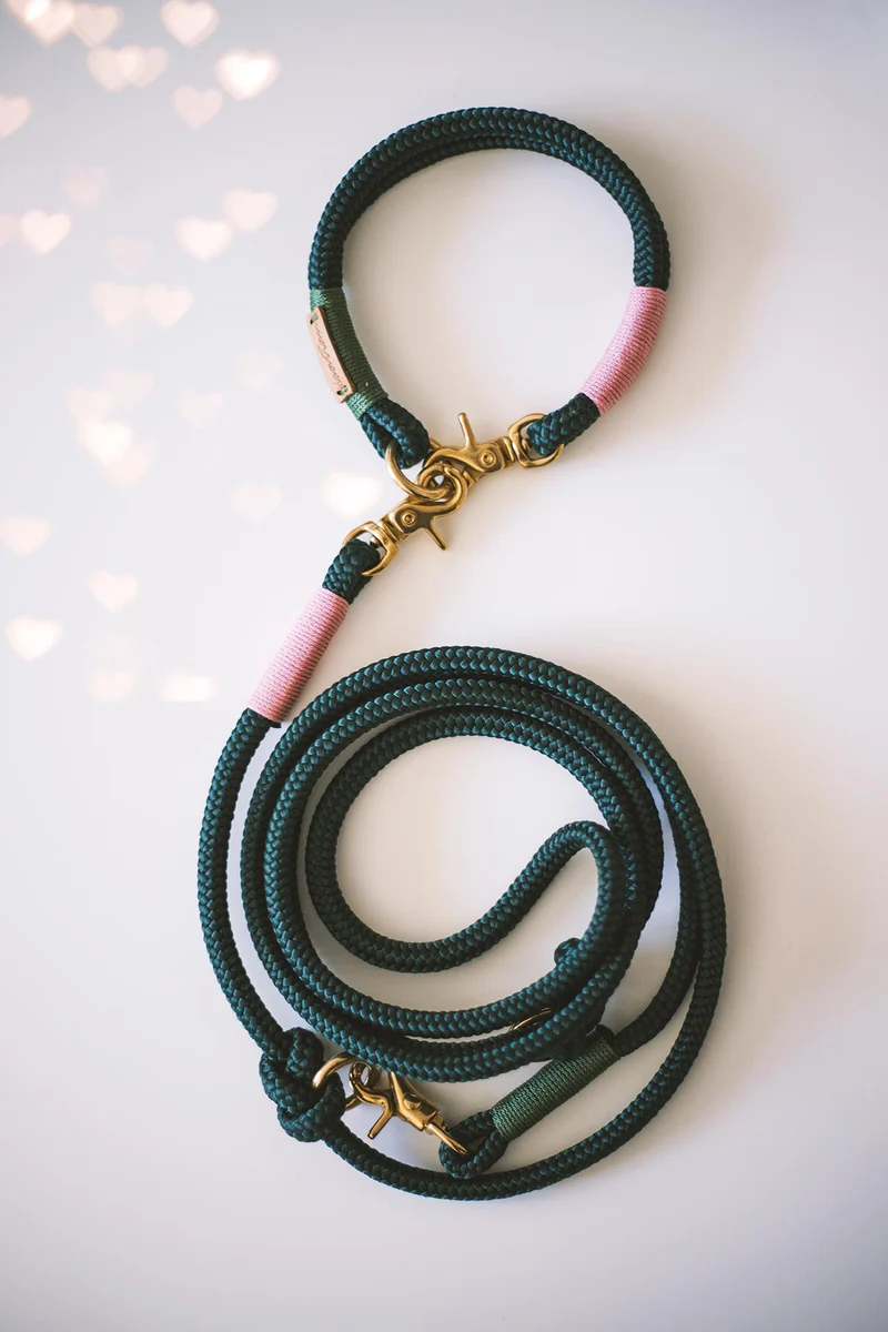 Zugstopp-Halsband Evergreen ROSE-GRÜN