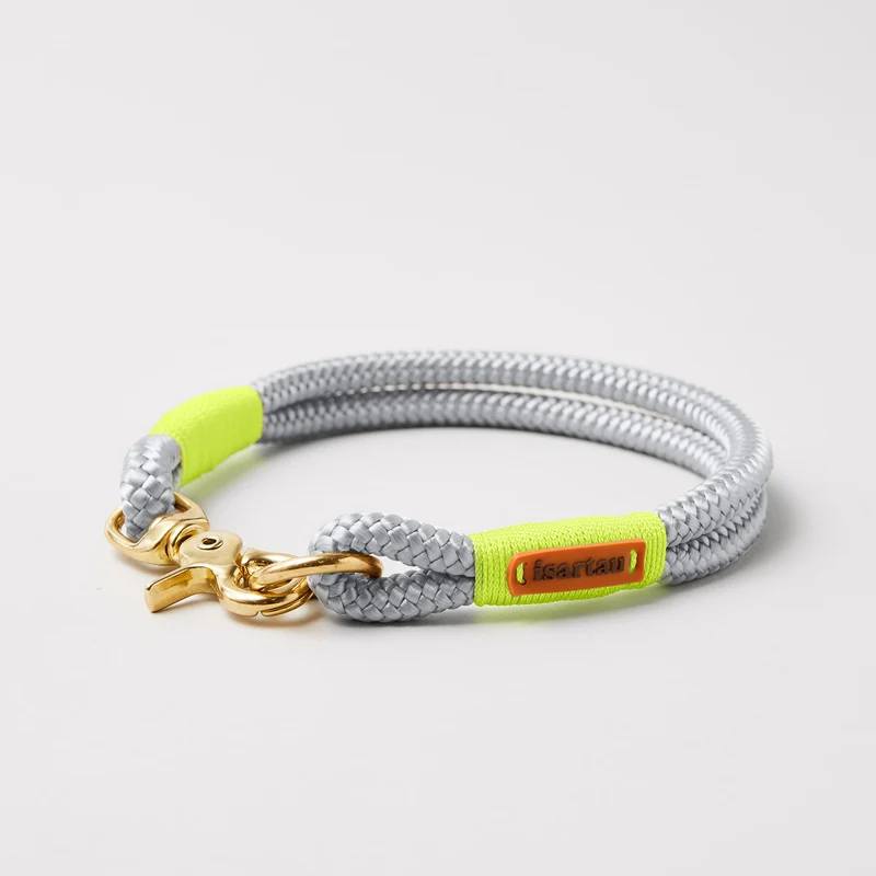 Festes Halsband Pebble Stone NEONGELB