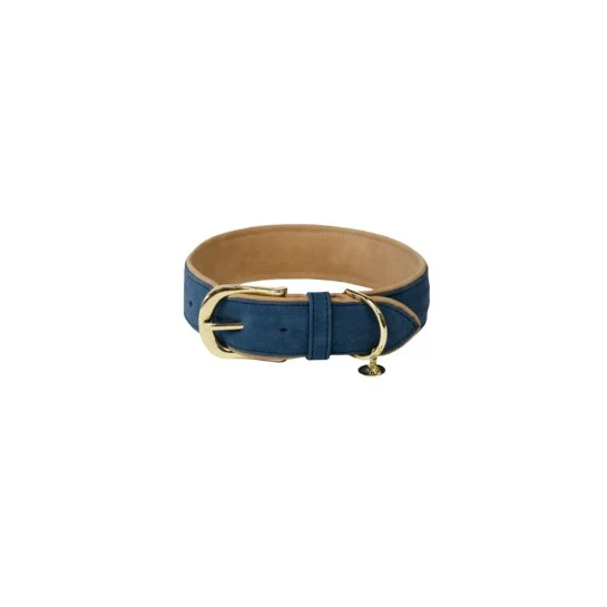 Kentucky Hundehalsband aus veganem Leder - Navy/Beige