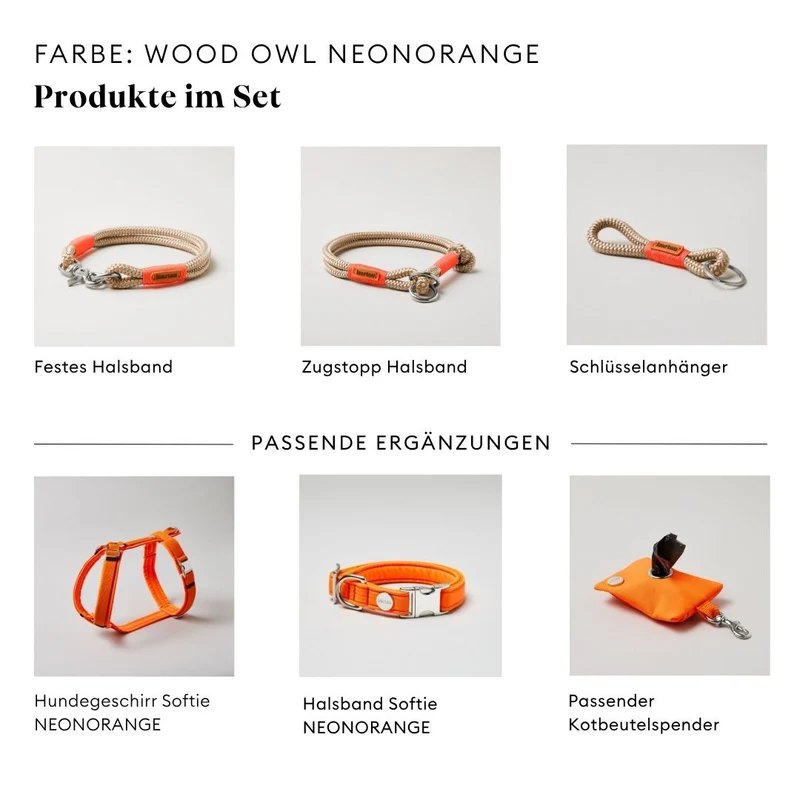 Festes Halsband Wood Owl NEONORANGE