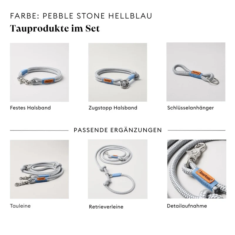 Zugstopp-Halsband Pebble Stone HELLBLAU