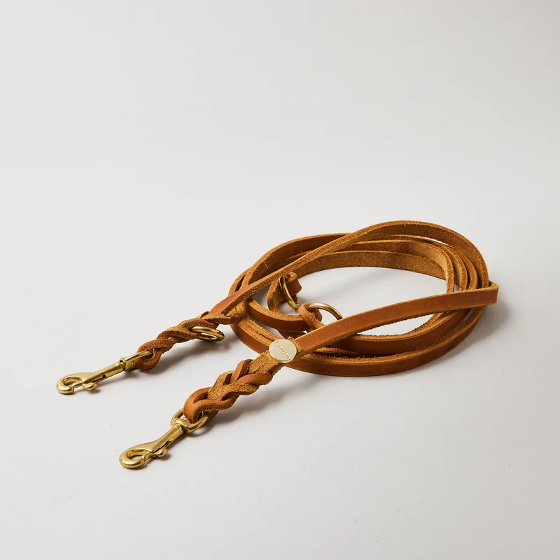 Lederleine PURE 190 cm, COGNAC (Standard Leine)