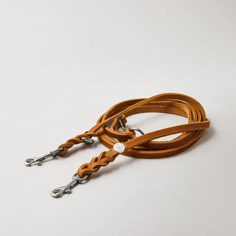 Lederleine PURE 190 cm, COGNAC (Standard Leine)