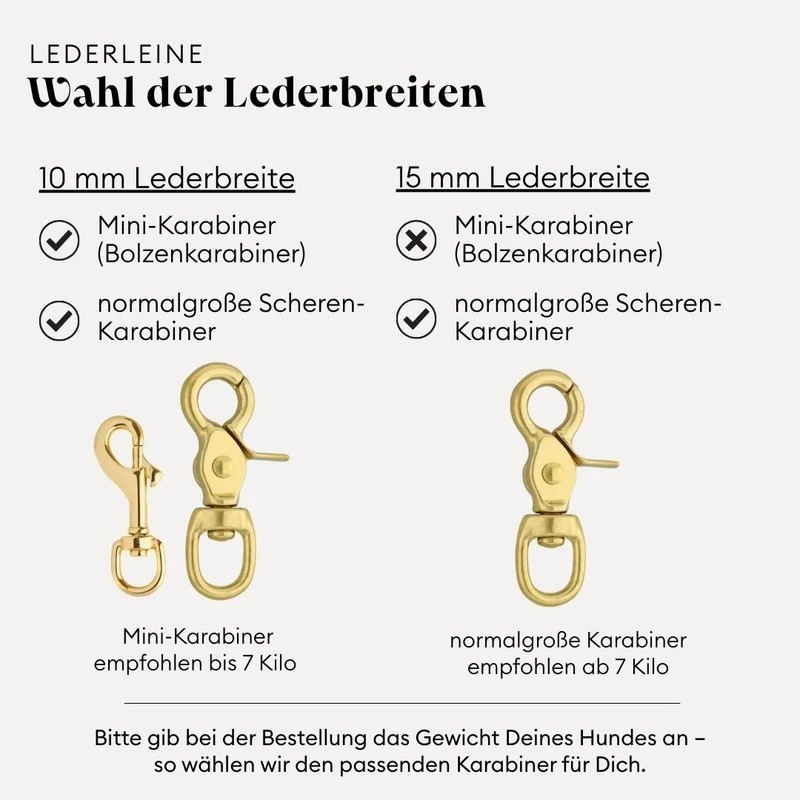 Lederleine PURE 190 cm, COGNAC (Standard Leine)