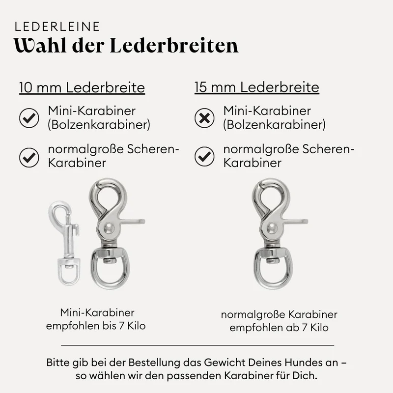 Lederleine PURE 190 cm, COGNAC (Standard Leine)