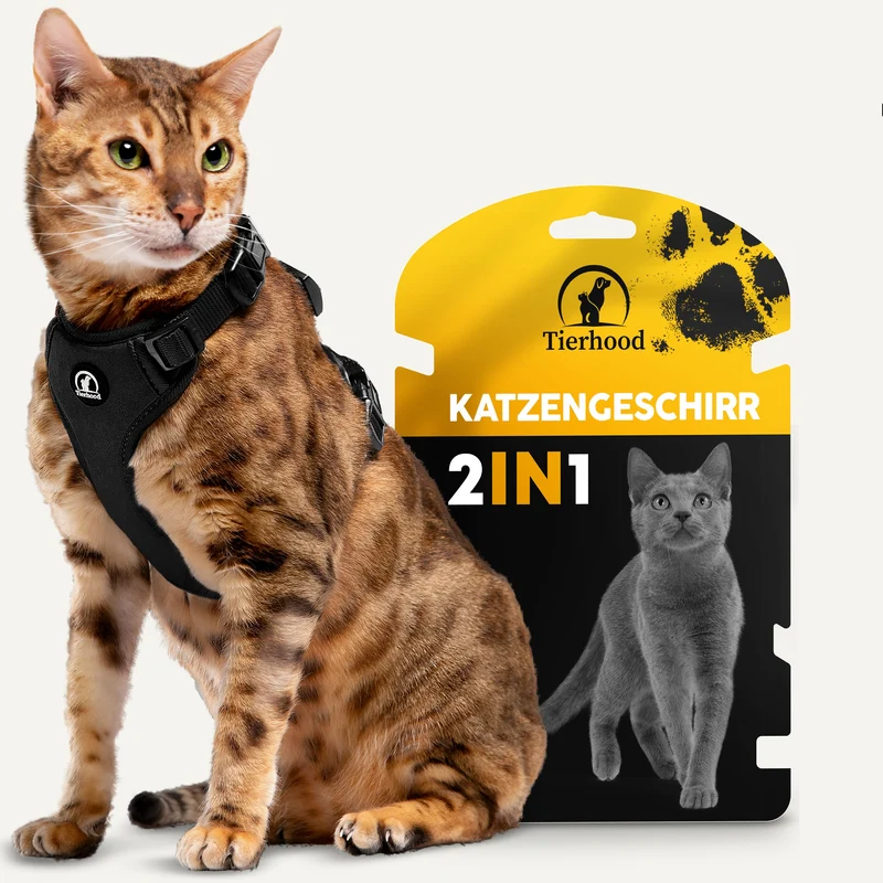 Katzengeschirr Set inkl. Katzenleine (mit Halsklipp)