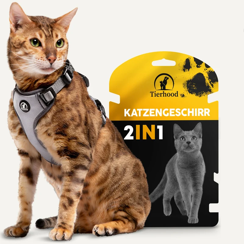 Katzengeschirr Set inkl. Katzenleine (mit Halsklipp)