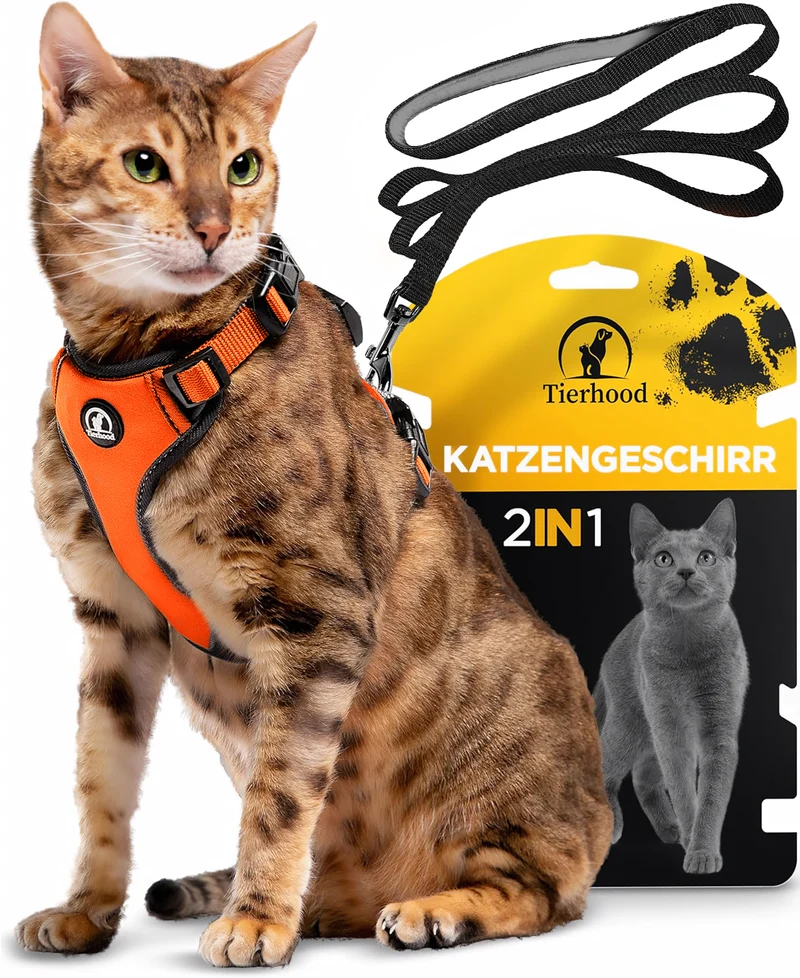 Katzengeschirr Set inkl. Katzenleine (mit Halsklipp)