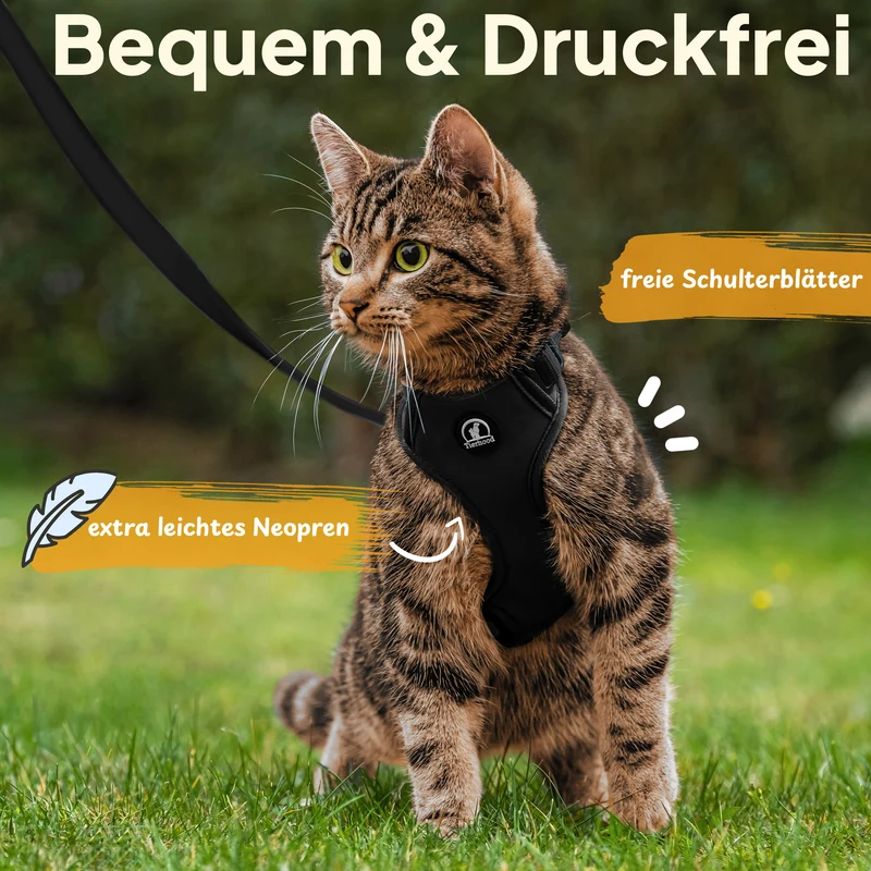 Katzengeschirr Set inkl. Katzenleine (mit Halsklipp)