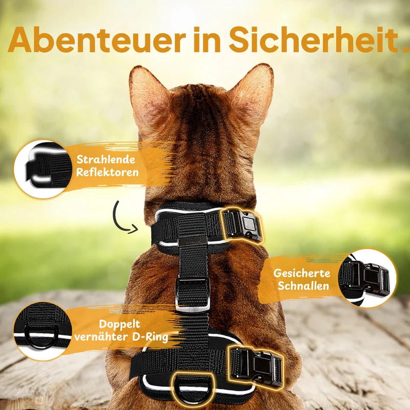 Katzengeschirr Set inkl. Katzenleine (mit Halsklipp)