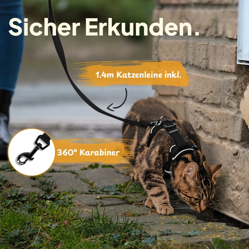 Katzengeschirr Set inkl. Katzenleine (mit Halsklipp)
