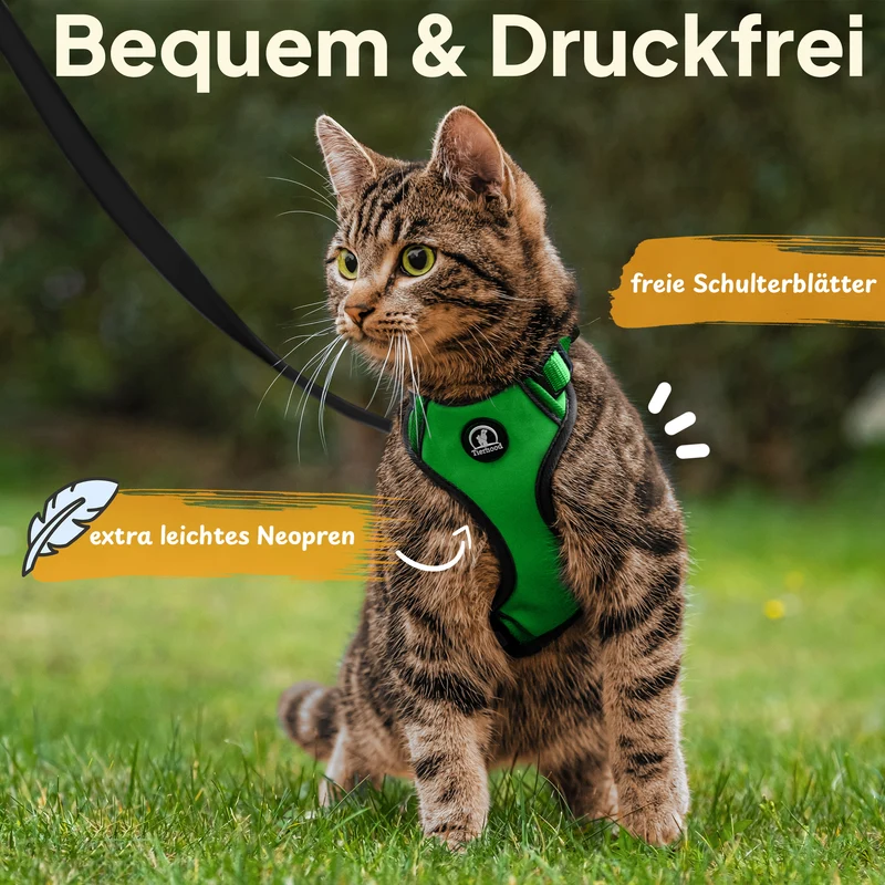 Katzengeschirr Set inkl. Katzenleine (mit Halsklipp)