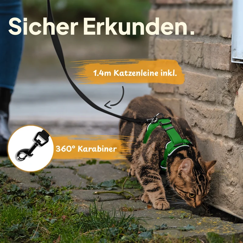 Katzengeschirr Set inkl. Katzenleine (mit Halsklipp)
