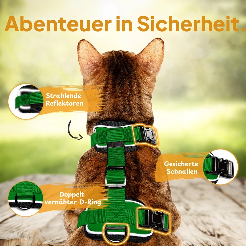 Katzengeschirr Set inkl. Katzenleine (mit Halsklipp)