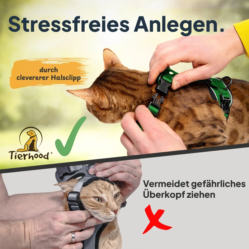 Katzengeschirr Set inkl. Katzenleine (mit Halsklipp)