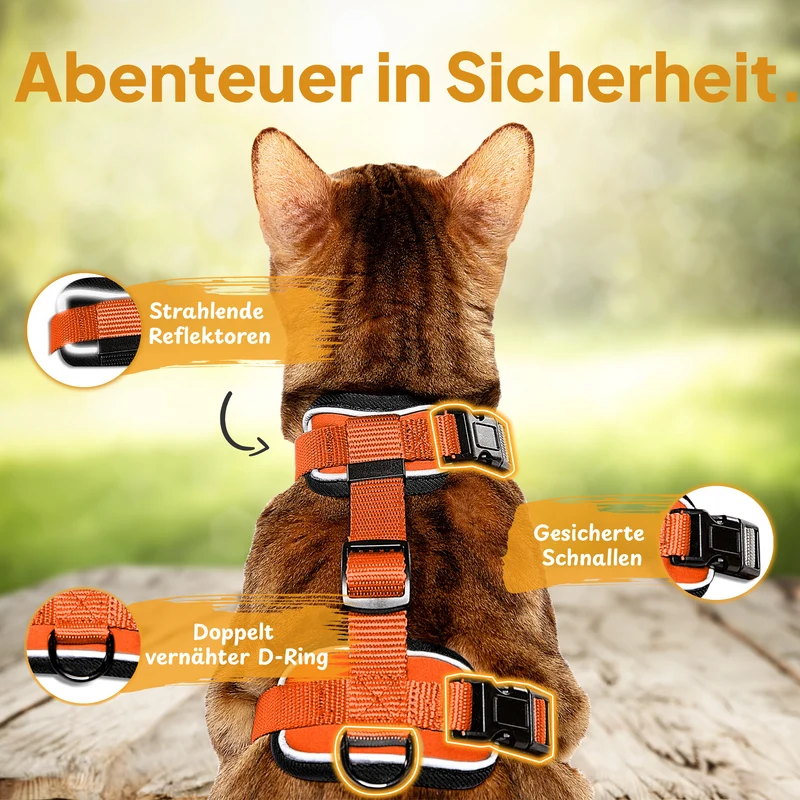 Katzengeschirr Set inkl. Katzenleine (mit Halsklipp)
