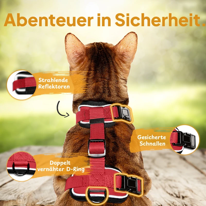 Katzengeschirr Set inkl. Katzenleine (mit Halsklipp)