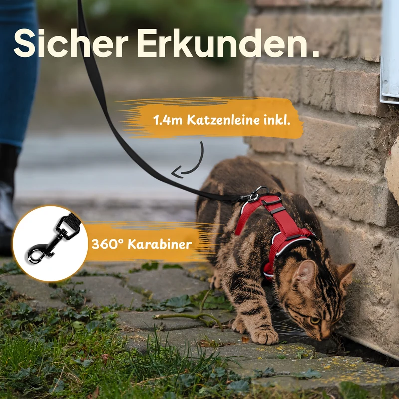 Katzengeschirr Set inkl. Katzenleine (mit Halsklipp)