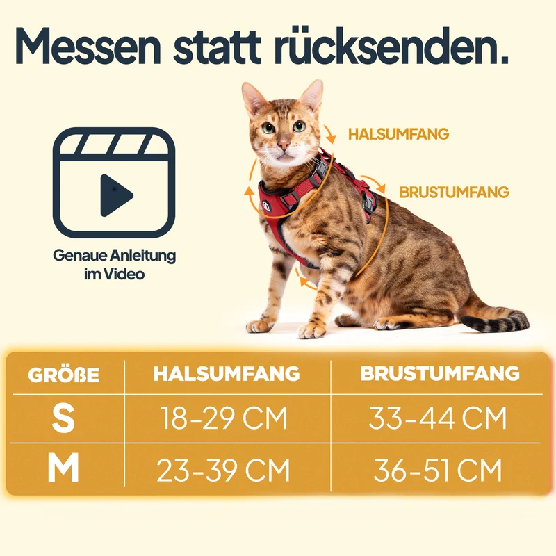 Katzengeschirr Set inkl. Katzenleine (mit Halsklipp)