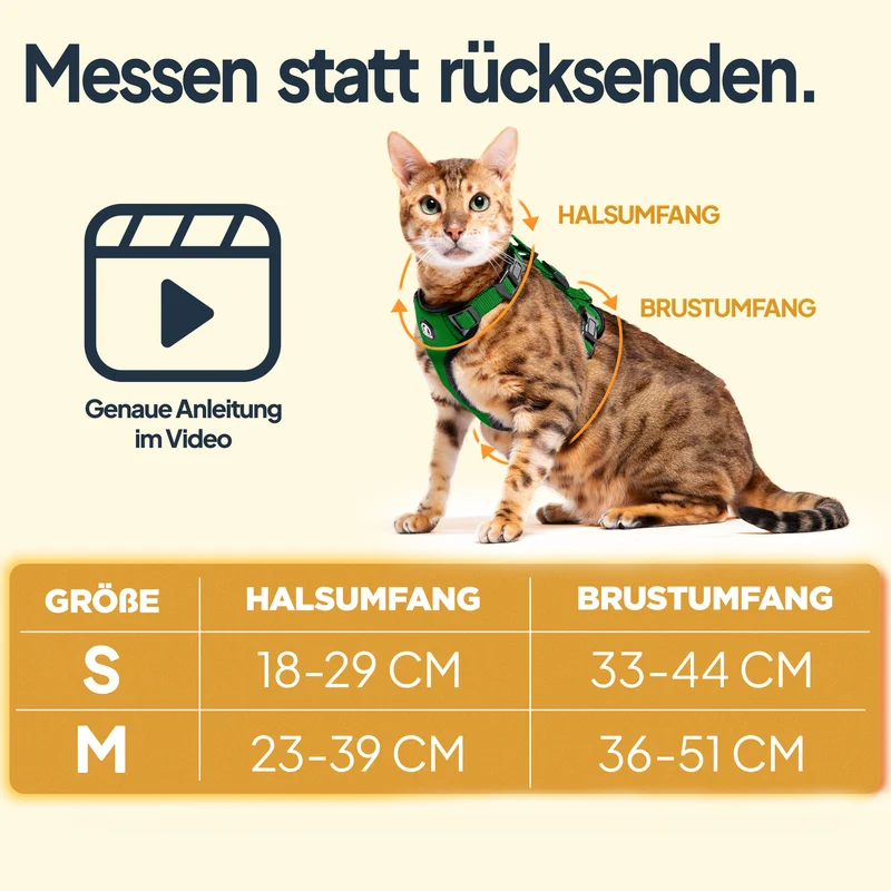 Katzengeschirr Set inkl. Katzenleine (mit Halsklipp)