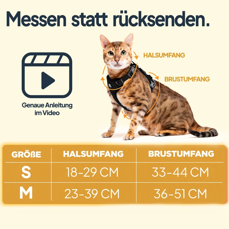 Katzengeschirr Set inkl. Katzenleine (mit Halsklipp)