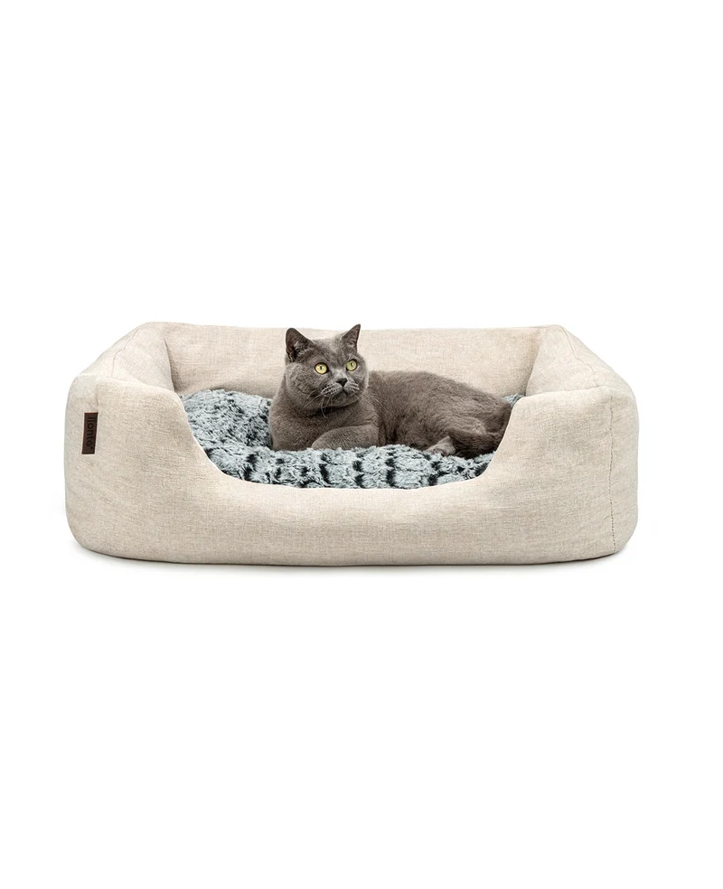 Katzenbett mit Wendekissen & meliertem Außenstoff