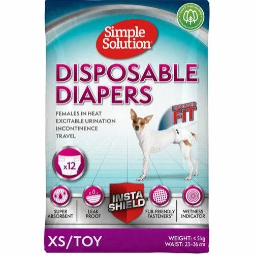 Simple Solution Einwegwindeln für Hündinnen, 12 Stück - XS