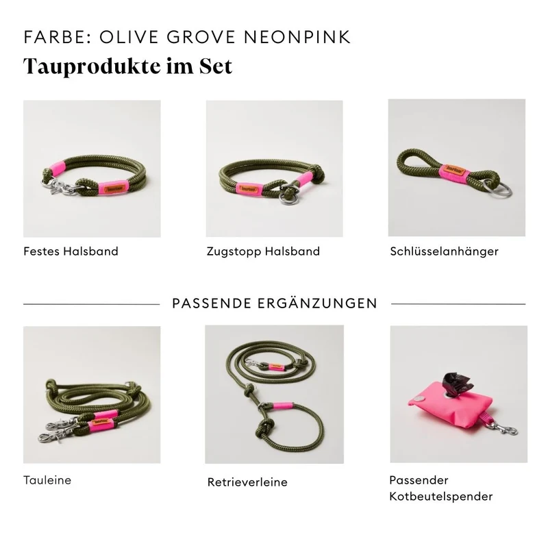 Zugstopp-Halsband Olive Grove NEONPINK