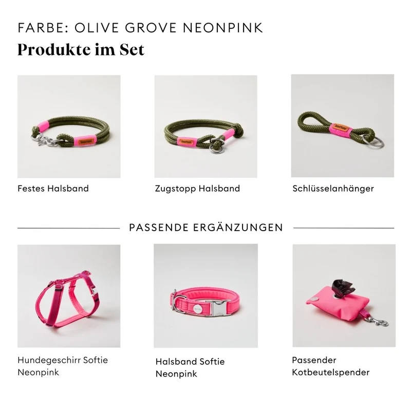 Zugstopp-Halsband Olive Grove NEONPINK