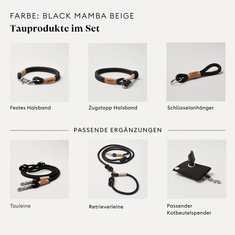 Tauleine Black Mamba BEIGE, 250 cm (Umhängeleine)