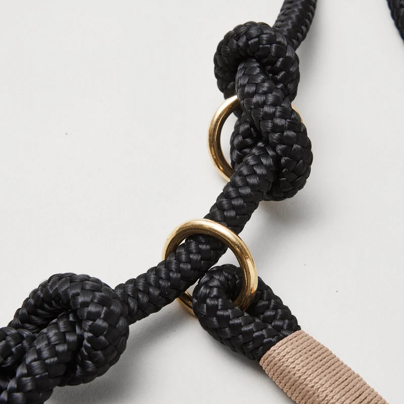 Tau-Retrieverleine Black Mamba BEIGE, 190 cm (integrierte Halsung)