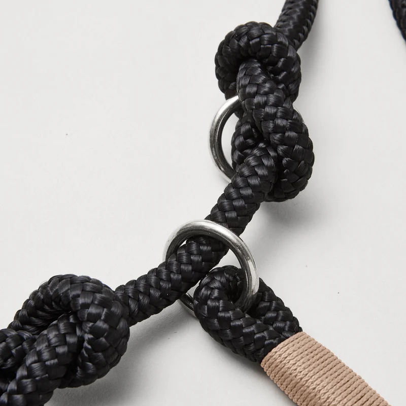 Tau-Retrieverleine Black Mamba BEIGE, 190 cm (integrierte Halsung)